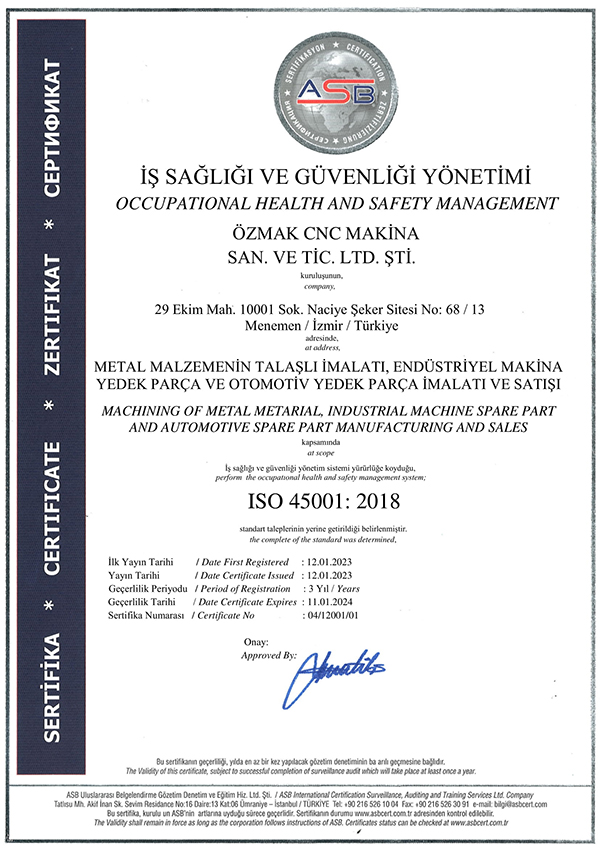 ozmak cnc 45001-2018